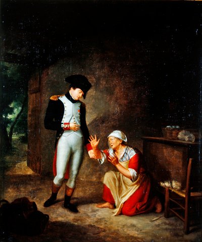 Napoleon odwiedza chłopa na przedmieściach Brienne, 4 sierpnia 1805 r. autorstwa Francois Leroy de Liancourt