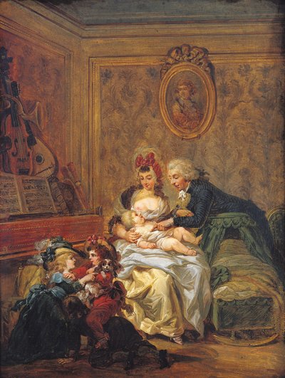 Zadowolenie z małżeństwa, czyli szczęśliwa rodzina autorstwa Francois Louis Joseph Watteau