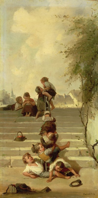 Zjeżdżalnia (olej na płótnie) autorstwa Francois Louis Lanfant de Metz