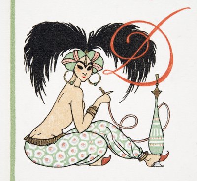 Arabian Girl with Hookah Fajka, z Personages de Comedie, wyd. 1922 (odbitka w pochoirze) autorstwa Francois Louis Schmied