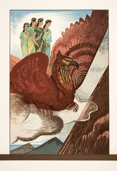 Ilustracja z Prométhée Enchaîné Ajschylosa, wyd. 1941 (druk szablonowy) autorstwa Francois Louis Schmied