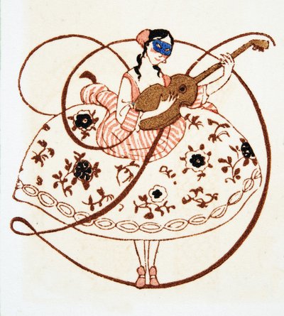 Litera D, z Personages de Comedie, wyd. 1922 (odbitka szablonowa) autorstwa Francois Louis Schmied