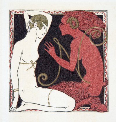 Litera N, z Personages de Comedie, wyd. 1922 (odbitka szablonowa) autorstwa Francois Louis Schmied