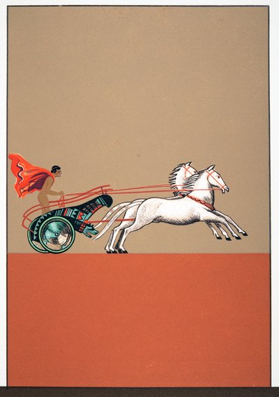 Człowiek i rydwan, ilustracja z Prometeusza Zakuty w łańcuchy Ajschylosa, wyd. 1941 (druk szablonowy) autorstwa Francois Louis Schmied