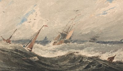 Łodzie na wzburzonym morzu autorstwa Francois Louis Thomas Francia