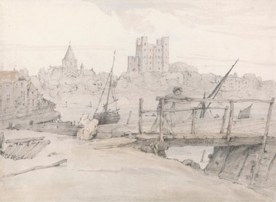 Widok na południowy wschód od zamku Rochester i katedry autorstwa Francois Louis Thomas Francia