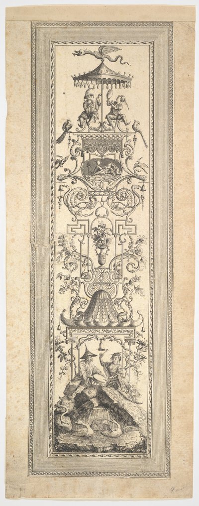 Kiosk chiński, z pierwszego rzędu paneli, fryzów i motywów arabeskowych, 1788. autorstwa Francois Marie Isidore Queverdo