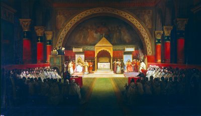 Spotkanie kapituły templariuszy, Paryż, 1147 XIX w. autorstwa Francois Marius Granet
