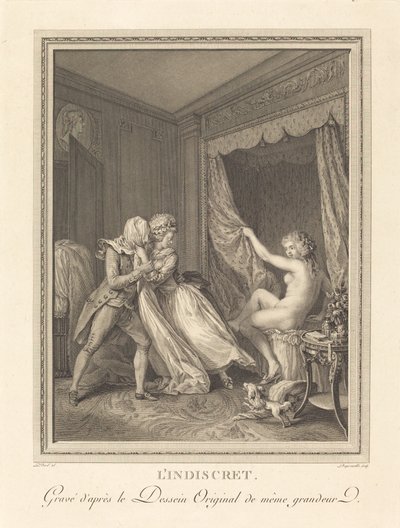 Niedyskretny autorstwa Francois Nicolas Barthelemy Dequevauviller after Antoine Borel