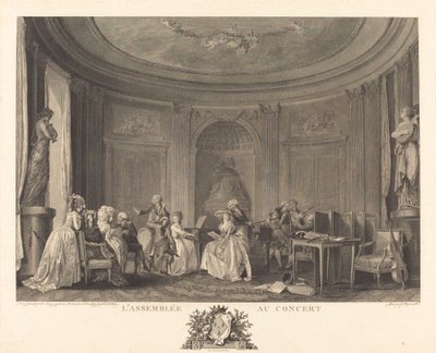 Zgromadzenie na koncercie autorstwa Francois Nicolas Barthelemy Dequevauviller after Nicolas Lavreince