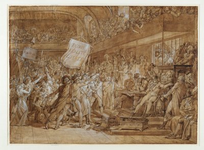Pióro, bistre-wash, podkreślenia gwaszem ... autorstwa Francois Pascal Simon Baron Gerard