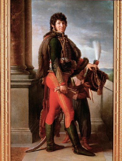 Portret Joachima Murata w mundurze husarskim, detal (olej na płótnie) autorstwa Baron François Pascal Simon Gérard