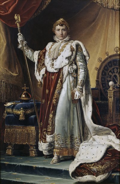 Portret cesarza Napoleona I Bonapartego 1769-1821 w szatach koronacyjnych, ok. 1804 autorstwa Francois Pascal Simon Gerard