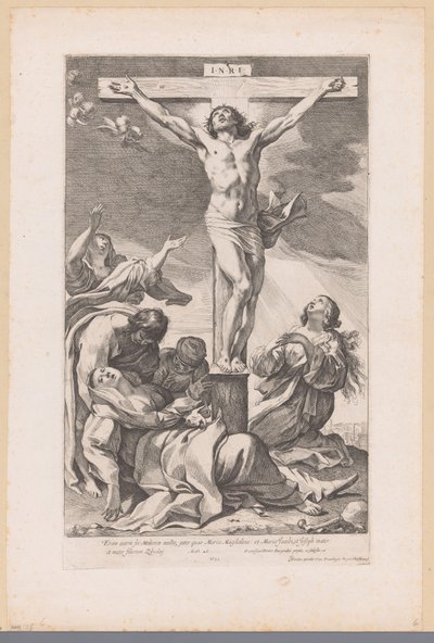 Chrystus aan het kruis Ale było tam dużo kobiet (...) (tytuł na obiekcie) autorstwa Francois Perrier
