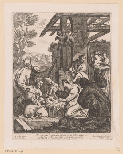 Geboorte van Christus Tu matka urodziła ojca (...) (tytuł na obiekcie) autorstwa Francois Perrier