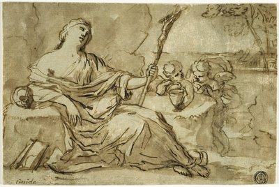 Magdalena na pustyni z dwoma puttami autorstwa Francois Perrier