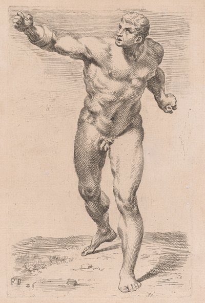 Gladiator Borghese, widok z przodu [tablica 26] autorstwa Francois Perrier