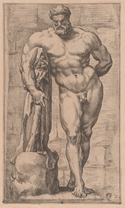 Herkules Farnese, widok z przodu [tablica 2] autorstwa Francois Perrier