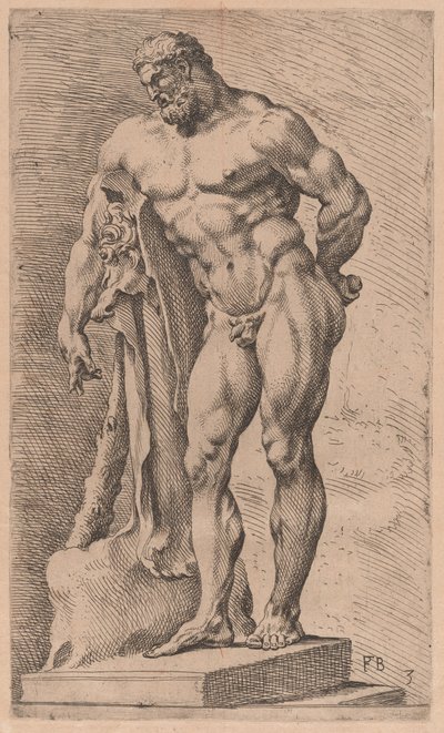 Herkules Farnese, widok w trzech czwartych zwrócony w lewo [tablica 3] autorstwa Francois Perrier