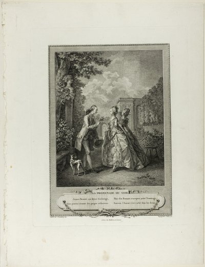 Wieczorny spacer, z Monument du Costume Physique et Moral de la fin du Dix-huitième siècle autorstwa Francois Robert Ingouf