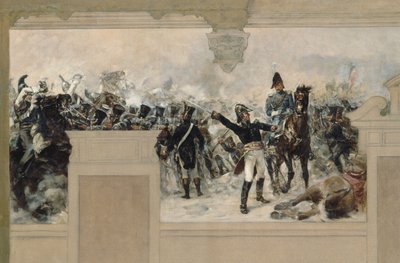 Szkic ratusza w Pantin: Obrona Pantin w 1814 r. przez generała Compansa autorstwa Francois Schommer