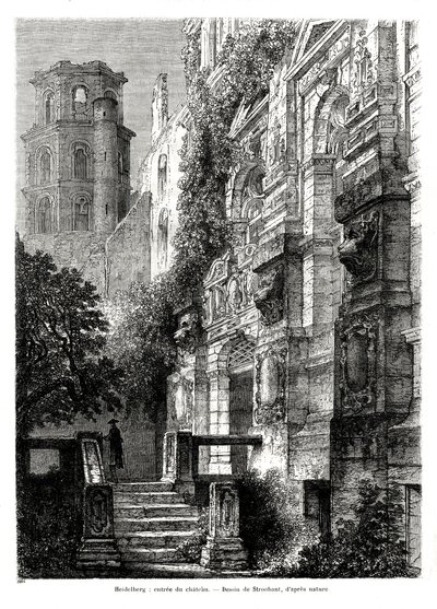 Zamek w Heidelbergu, Niemcy, 1886 r. autorstwa Francois Stroobant