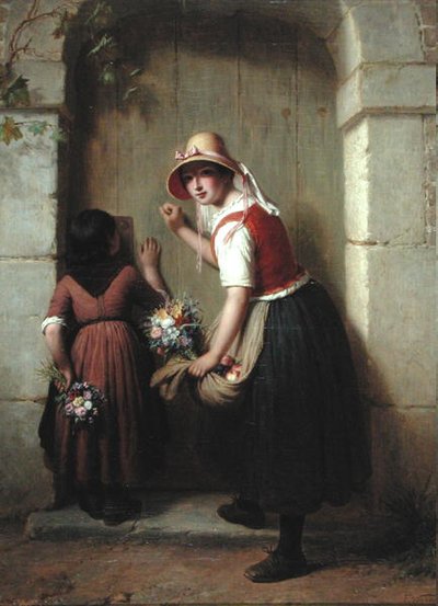 Sprzedawcy kwiatów (olej na płótnie) autorstwa Francois Verheyden