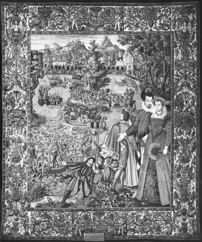 Festiwal Wody Henryka III (1551-89) i Louise de Lorraine (1553-1601) Warsztat brukselski, ok. 1580 autorstwa Francois after Quesnel