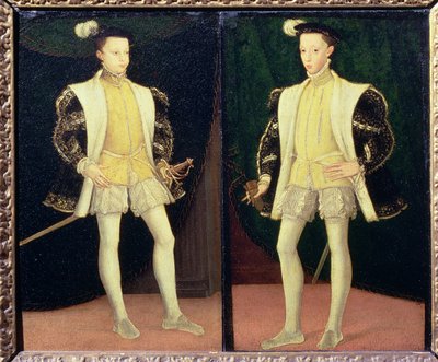 Od lewej do prawej Franciszek II (1544-60) i Karol IX (1550-74) z Francji autorstwa Francois workshop of Clouet