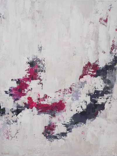 Współczesne pociągnięcia pędzla w kolorze magenta autorstwa Françoise Wattré