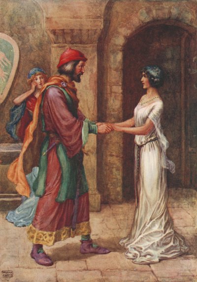 Geraldine i Baron, z Christabel – Samuel Taylor Coleridge (kolor lito) autorstwa Frank Adams