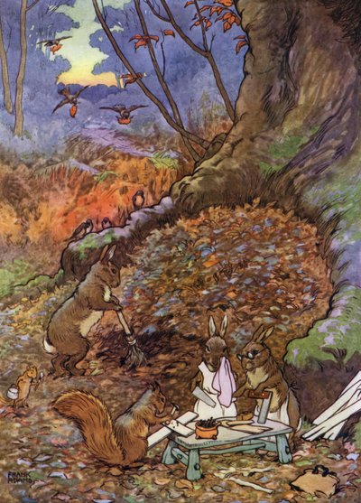 Ilustracja do The Babes in the Wood (kolor lito) autorstwa Frank Adams