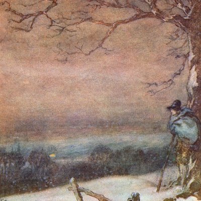 Ilustracja do The Scholar-Gipsy autorstwa Matthew Arnolda (kolor lito) autorstwa Frank Adams