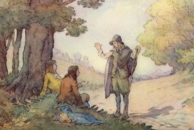 Ilustracja do The Scholar-Gipsy autorstwa Matthew Arnolda (kolor lito) autorstwa Frank Adams