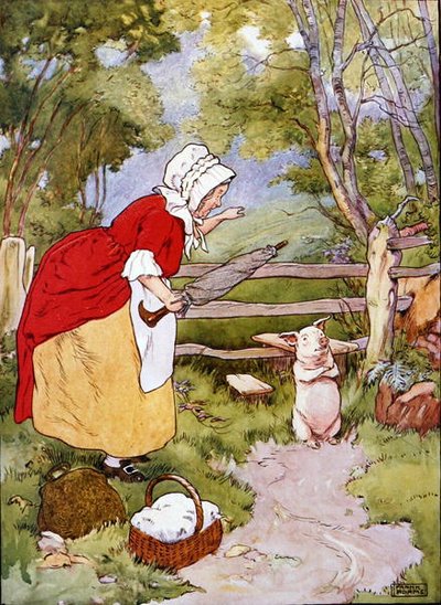 Ilustracja z „Pięknej księgi rymowanek, opowiadań i obrazków”, wydanej przez Blackie & Son (kolor lito) autorstwa Frank Adams