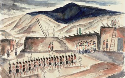 Green Corn Dance, Santa Domingo, N.M., przed 1932 (wc na papierze) autorstwa Frank Applegate