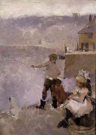 Wędkowanie na nabrzeżu autorstwa Frank Bramley