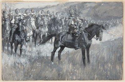 Cromwell i jego ludzie śpiewają psalm 117 w bitwie pod Dunbar autorstwa Frank Craig