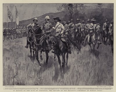 Na cześć króla Portugalii, przegląd z okazji urodzin Jego Królewskiej Mości w Komati Poort autorstwa Frank Craig