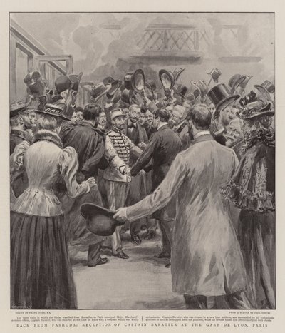 Powrót z Fashody, Przyjęcie kapitana Baratiera na Gare de Lyon, Paryż autorstwa Frank Dadd