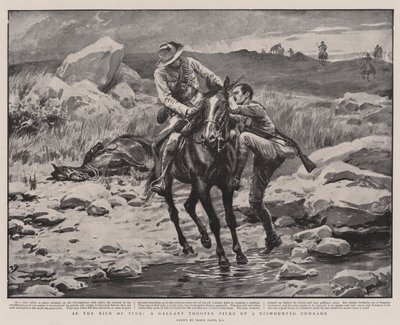 W Nick of Time dzielny żołnierz podnosi zsiadanego towarzysza autorstwa Frank Dadd