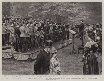 Siedziba brytyjskiej muzyki wojskowej, zespół Kneller Hall występujący w Whitton Park autorstwa Frank Dadd
