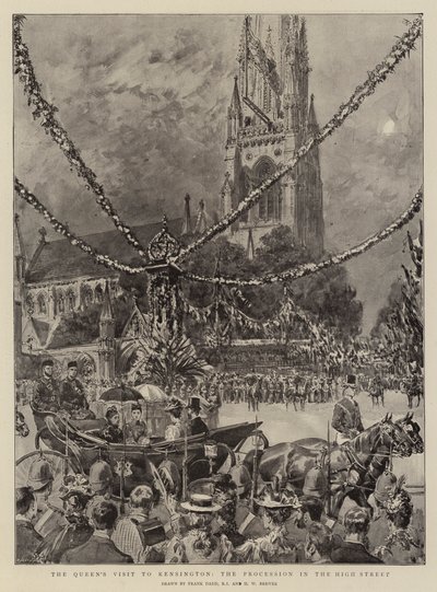 Wizyta królowej w Kensington, procesja na High Street autorstwa Frank Dadd