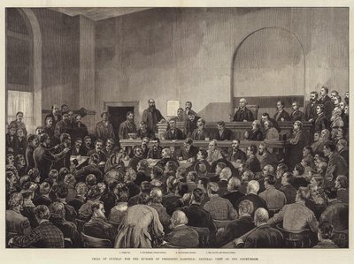 Proces Guiteau o zabójstwo prezydenta Garfielda, widok ogólny sali sądowej autorstwa Frank Dadd