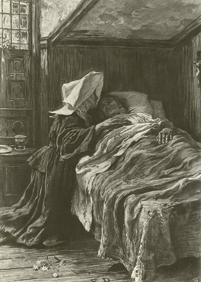 Gabriel i Evangeline (grawiura) autorstwa Frank Dicksee