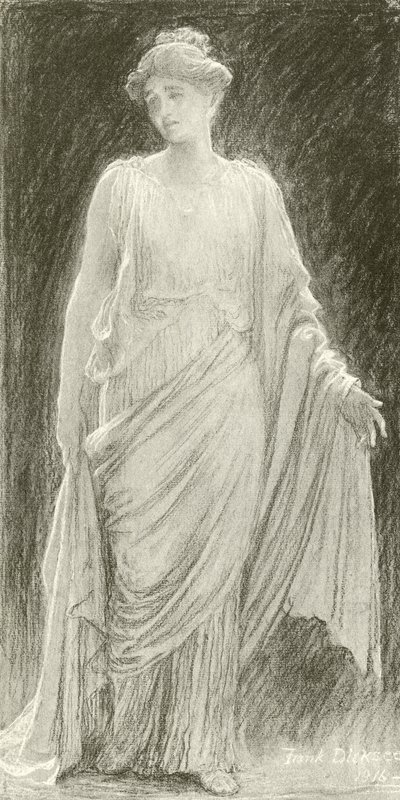 Madame de Navarro (Mary Anderson) jako Hermiona w „Zimowej opowieści” (wklęsłodruk) autorstwa Frank Dicksee