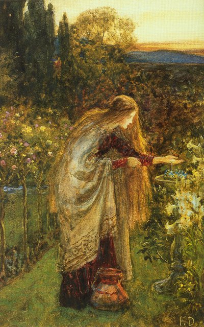 Wrażliwa roślina (akwarela, ołówek i akwarela na papierze) autorstwa Frank Dicksee