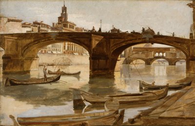 The Bridges: Florencja, ok. 1880 (olej na płótnie na laminowanym kartonie) autorstwa Frank Duveneck