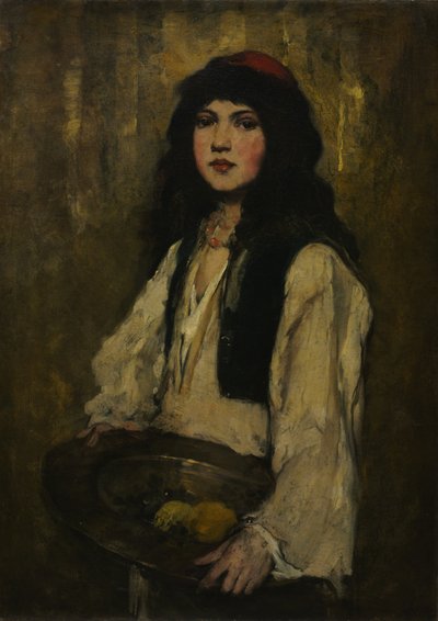 Wenecka dziewczyna, ok. 1880 (olej na płótnie) autorstwa Frank Duveneck