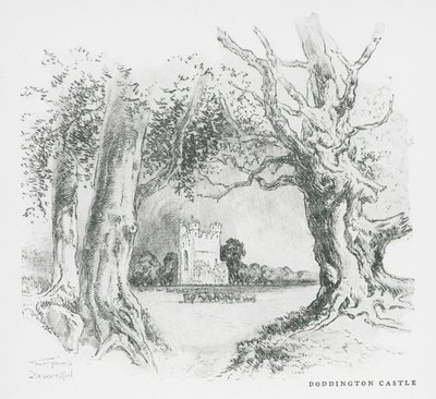 Zamek Doddington (litografia) autorstwa Frank Greenwood